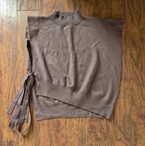 SNIDEL Asymmetric Side Ribbon Knit Vest Brown Layered Sweater OS